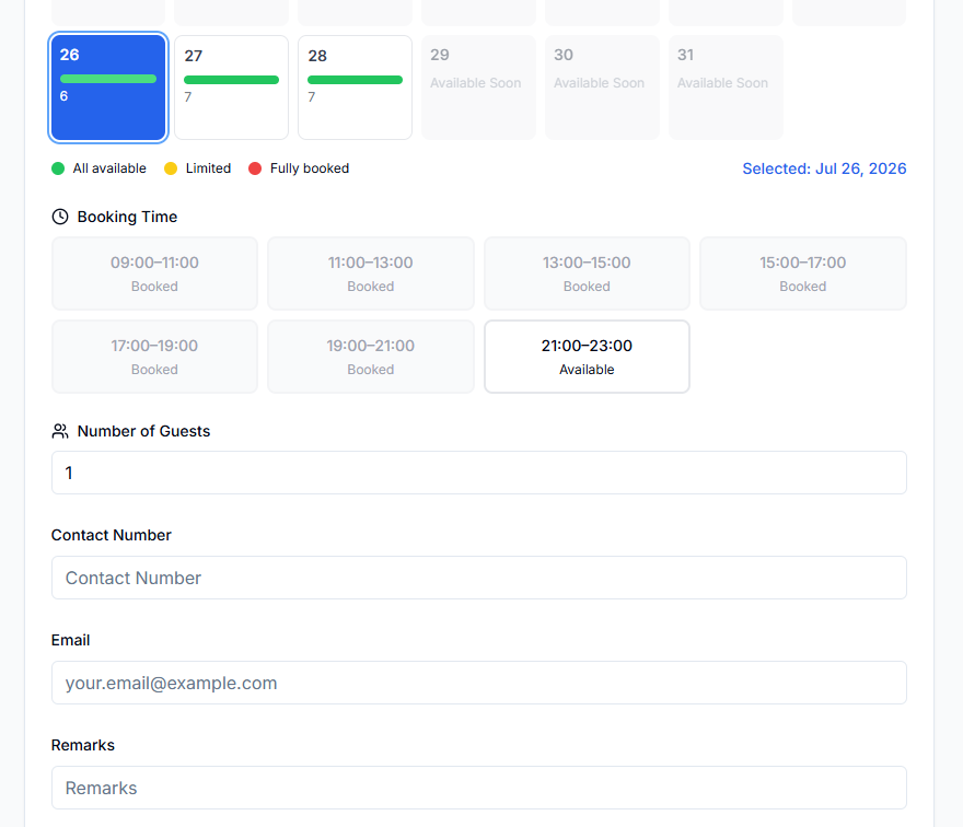 Calendar availability