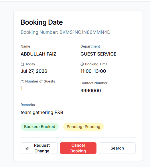 Booking details